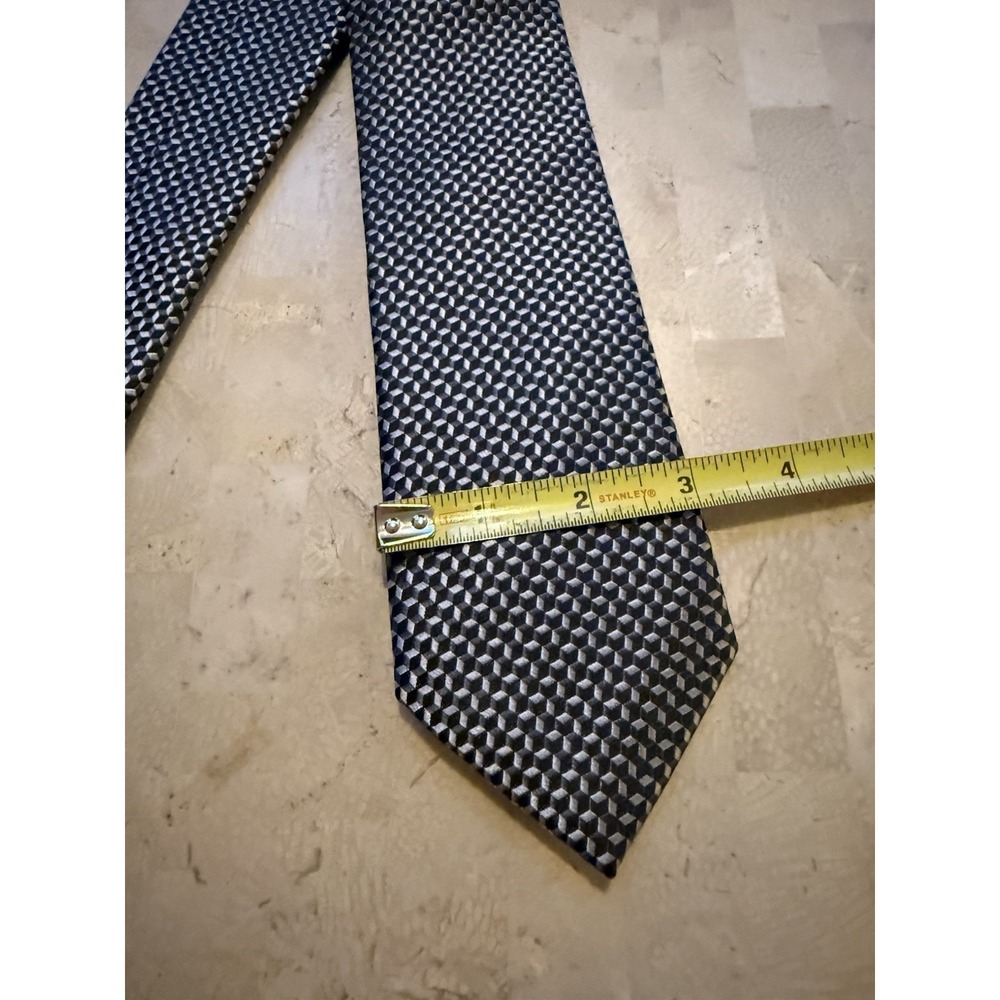 Michael Kors Metallic Tie Black Silver 60" x 3" Necktie Silk Poly Blend Modern - Picture 4 of 5